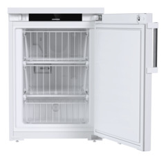 Produkt-Bild, Perspektive: gerade offen leer, Unterbaufähiges Gefriergerät mit statischer Kühlung, Gehäusefarbe: Weiß, Türfarbe: Weiß