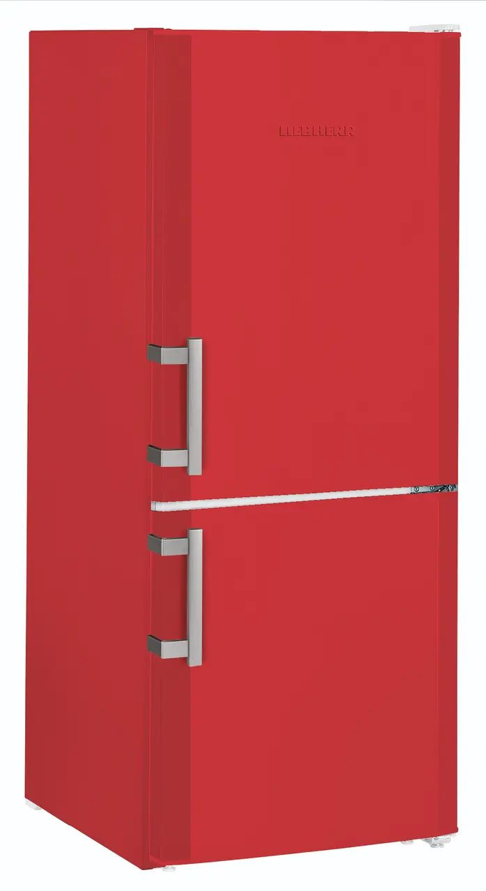 Product image, Perspective: oblique closed, Automatic refrigerator-freezer with SmartFrost, Casing colour: red, Door colour: red
