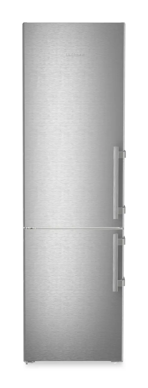 Product image, Perspective: straight closed, Combined fridge-freezers with EasyFresh and NoFrost, Casing colour: stainless steel, Door colour: stainless steel
