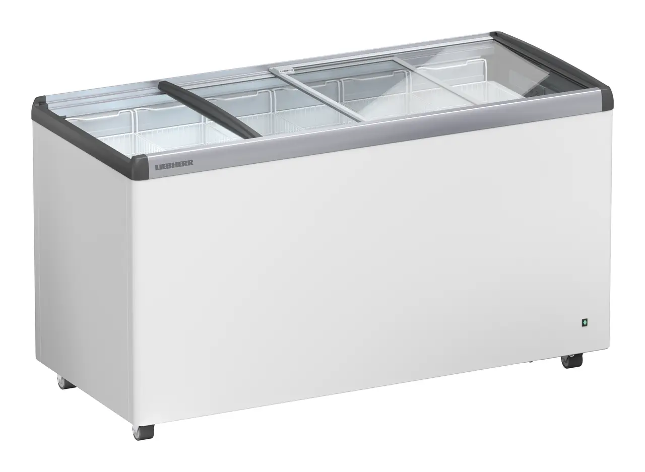 Product image, Perspective: oblique half-open empty, Ice-cream chest freezer, Casing colour: white