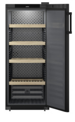 Product image, Perspective: straight open empty, Wine storage cabinet, Casing colour: black, Door colour: black