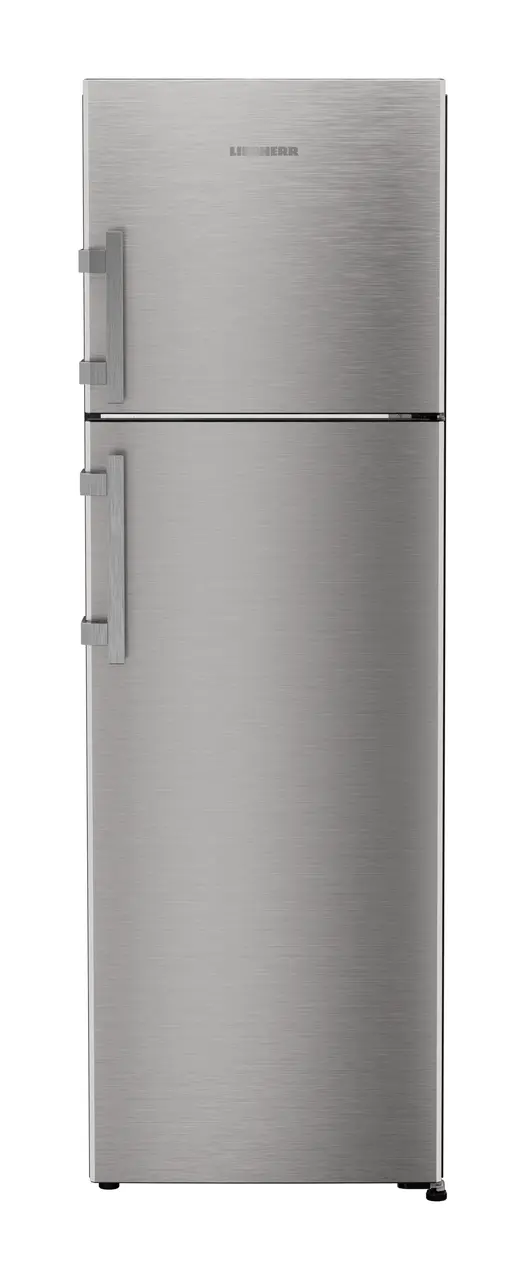 Product image, Perspective: straight closed, Fridge-freezer with NoFrost, Casing colour: grey, Door colour: Stainless Steel