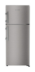 Product image, Perspective: straight closed, Fridge-freezer with NoFrost, Casing colour: grey, Door colour: Stainless Steel