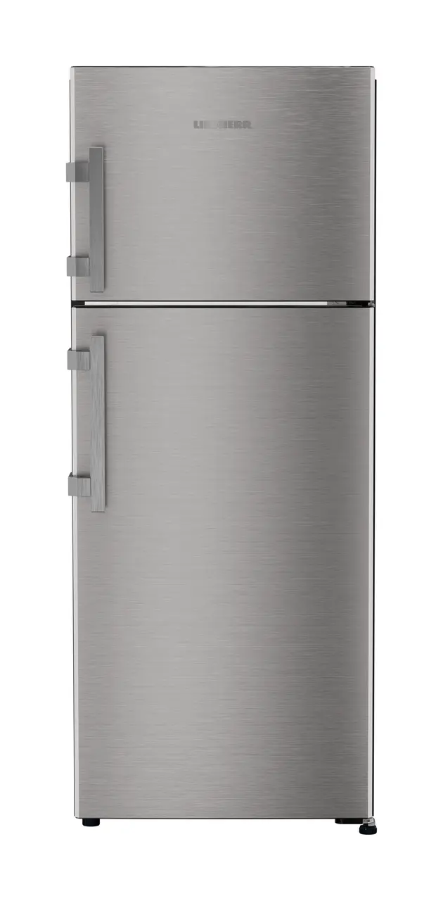 Product image, Perspective: straight closed, Fridge-freezer with NoFrost, Casing colour: grey, Door colour: Stainless Steel