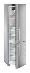 Product image, Perspective: oblique half-open empty, Fridge-freezer with BioFresh Professional and NoFrost, Casing colour: stainless steel, Door colour: stainless steel