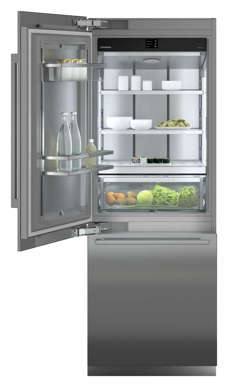 Product image, Perspective: straight open decorated, Combined refrigerator-freezer with BioFresh and NoFrost for integrated use