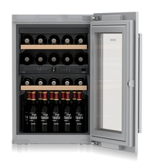 Product image, Perspective: special form, Built-in multi-temperature wine cabinet, Casing colour: silver, Door colour: silver