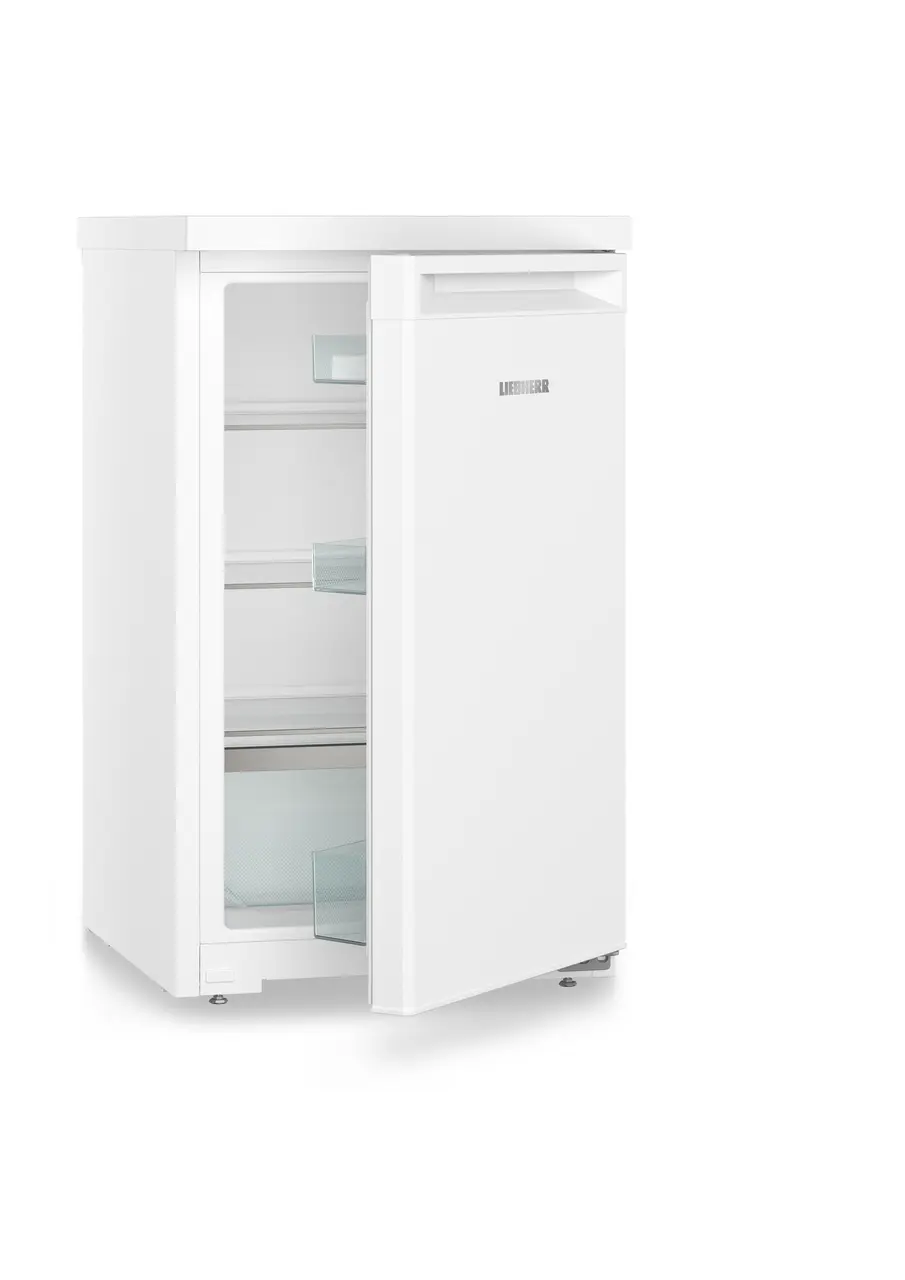 Product image, Perspective: oblique half-open empty, Table top refrigerator, Casing colour: white, Door colour: white