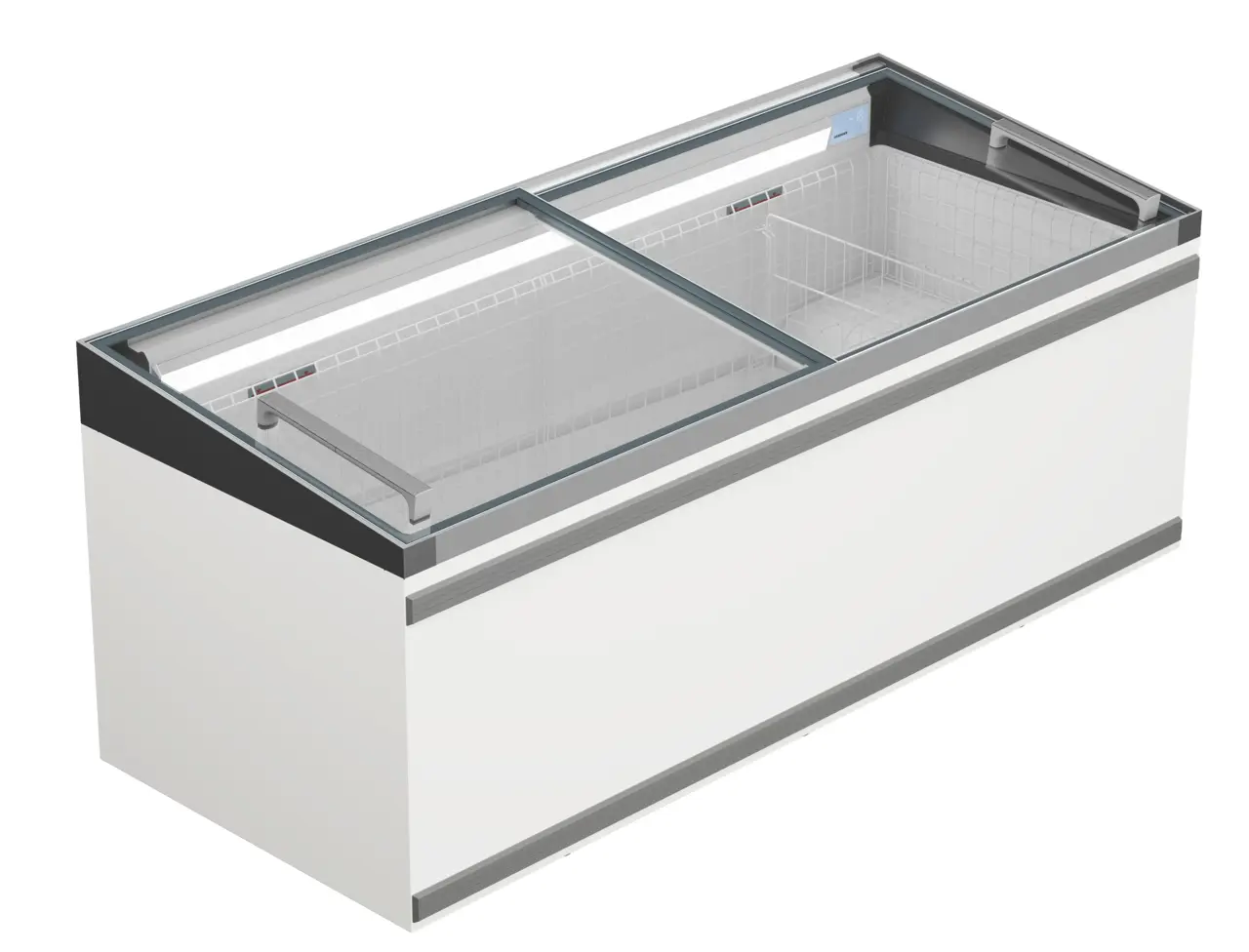 Изображение на продукта, Перспектива: Странично, затворен, Фризерна ракла за супермаркет, Цвят на корпуса: бял
