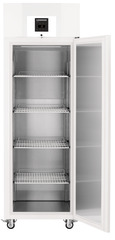 Product image, Perspective: straight open empty, Lab freezer with Comfort electronic controller, Casing colour: white