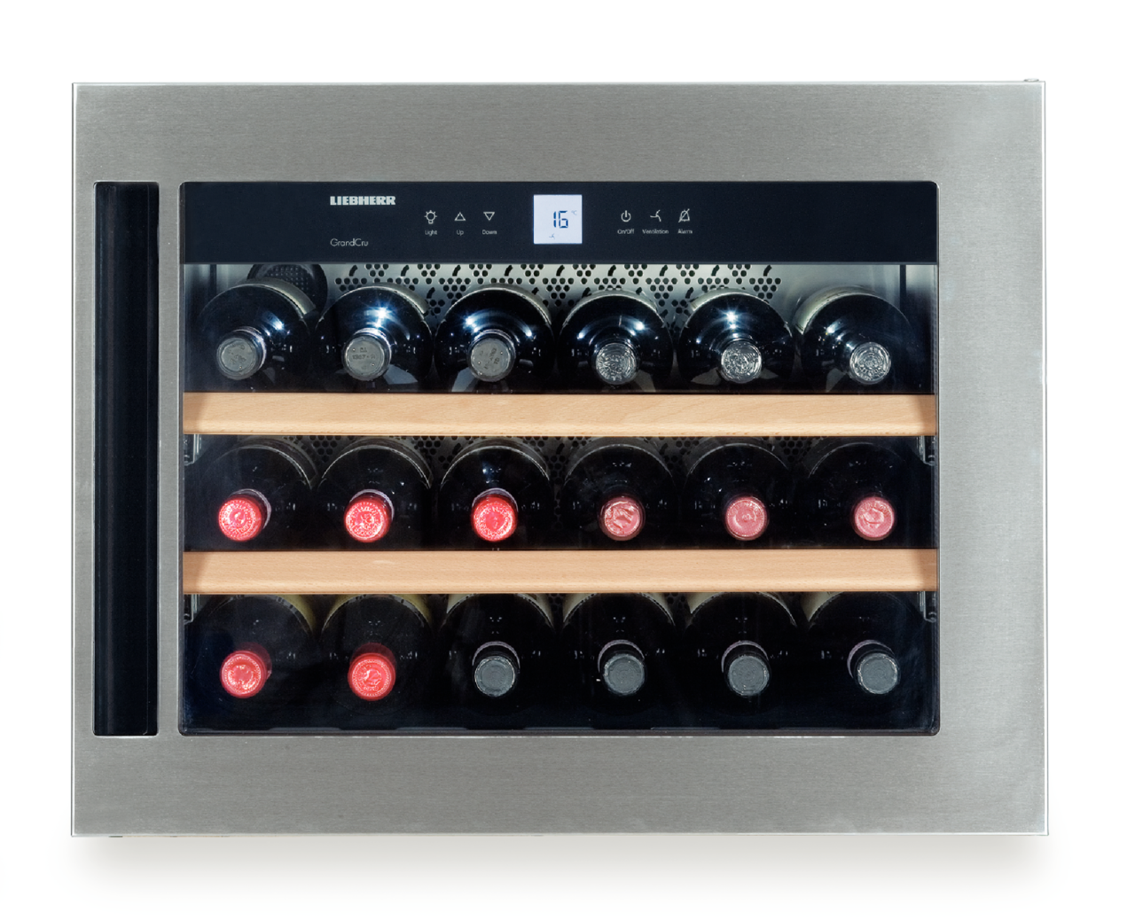 Product image, Perspective: straight closed decorated, Built-in wine storage cabinet, Casing colour: silver, Door colour: stainless steel