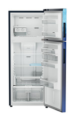 Product image, Perspective: straight open empty, Fridge-freezer with NoFrost, Casing colour: blue, Door colour: Blue Mystiq