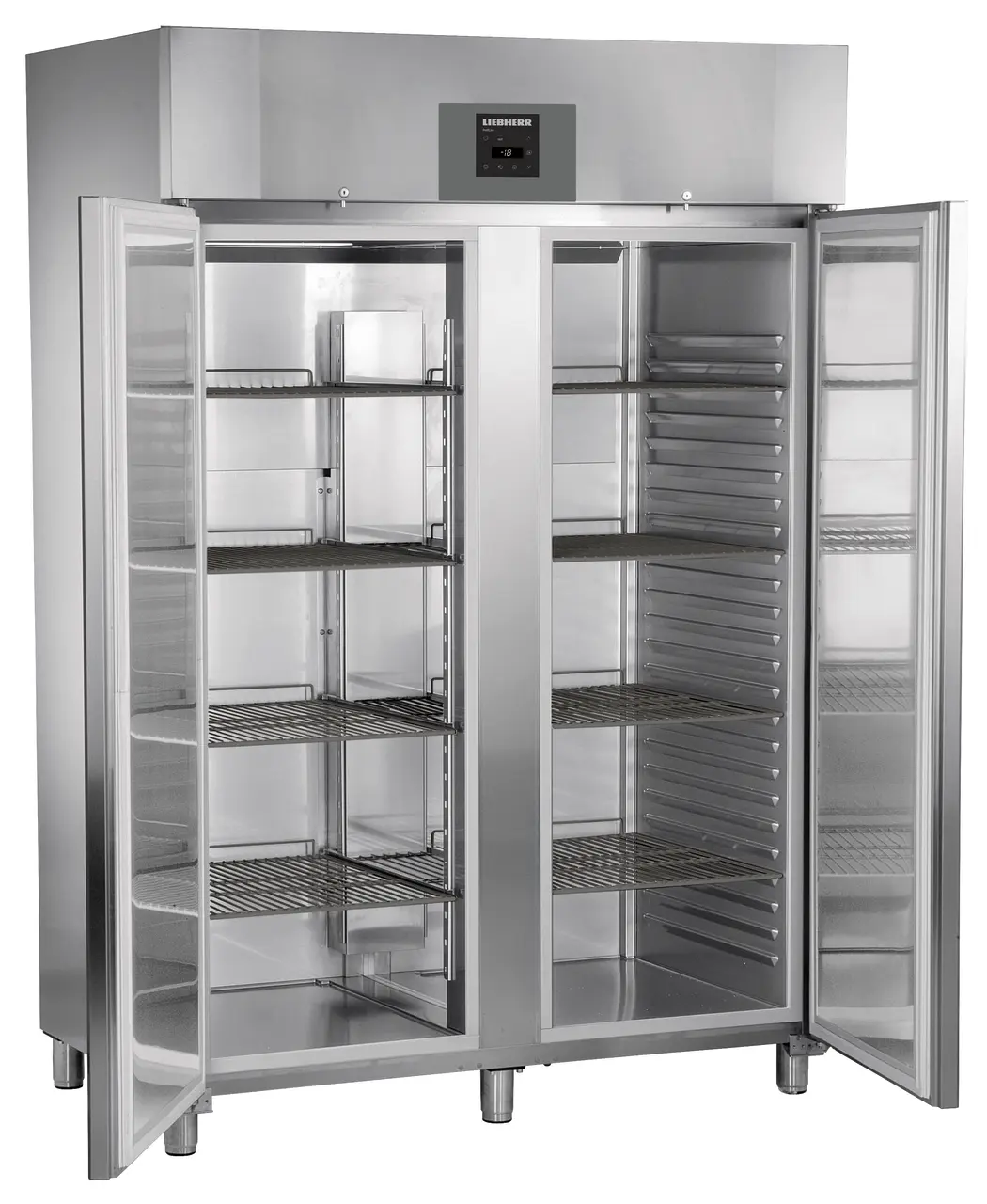Product image, Perspective: oblique open empty, Forced-air freezer GN 2/1, Casing colour: stainless steel
