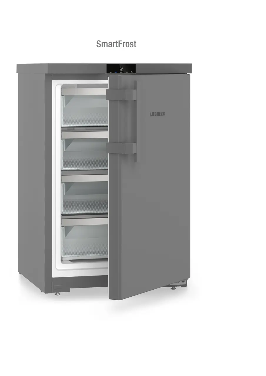 Изображение продукции, Перспектива: Под углом, с полуоткрытой дверцей, без продуктов, Малогабаритная морозильная камера с системой SmartFrost