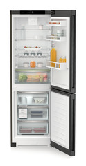 Изображение продукции, Перспектива: Прямо, с открытой дверцей, с продуктами, Комбинированный холодильник-морозильник с EasyFresh и NoFrost, Цвет корпуса: черный