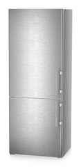 Product image, Perspective: oblique closed, Combined fridge-freezers with EasyFresh and NoFrost, Casing colour: silver, Door colour: stainless steel