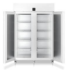 Product image, Perspective: straight open empty, Laboratory refrigerator with convection cooling, Casing colour: white, Door colour: white