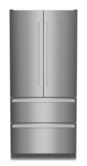 Product image, Perspective: straight closed, Fridge-freezer with NoFrost, Casing colour: stainless steel, Door colour: stainless steel