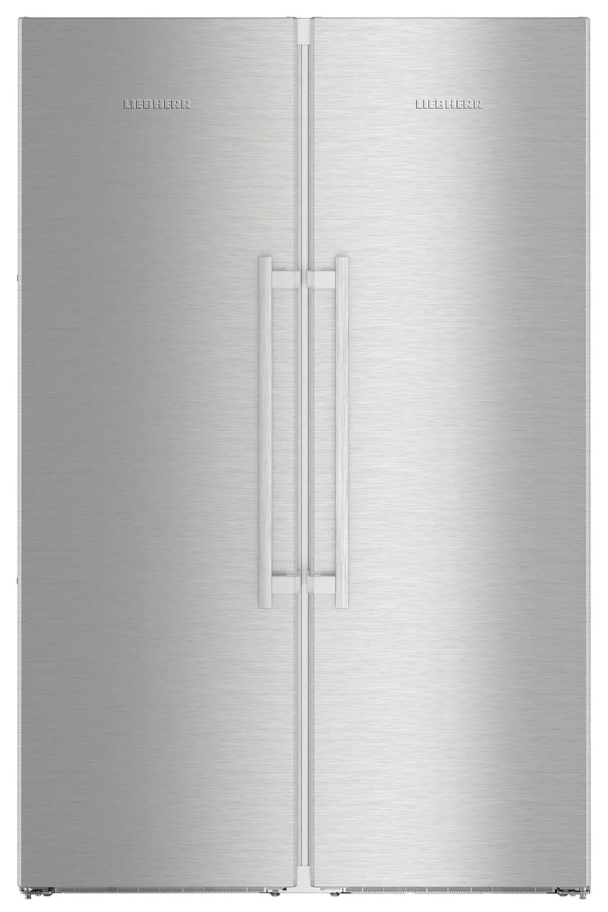 Product image, Perspective: straight closed, Side-by-Side combination, Casing colour: stainless steel, Door colour: stainless steel