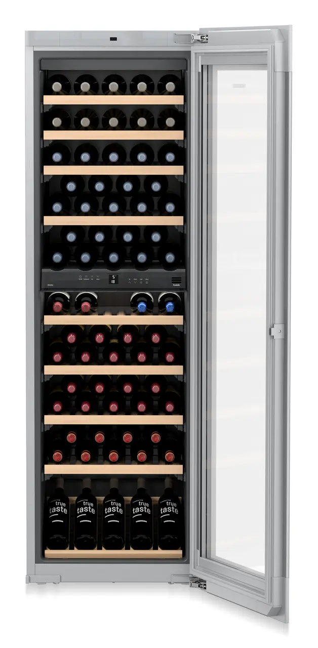 Product image, Perspective: special form, Built-in multi-temperature wine cabinet, Casing colour: silver, Door colour: white