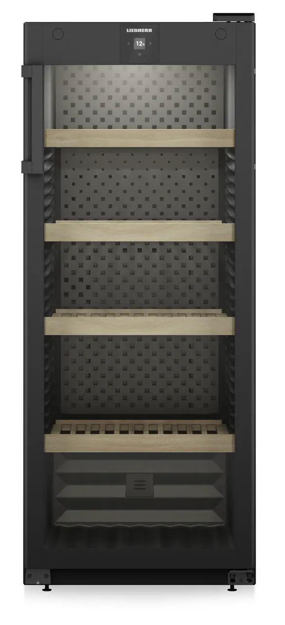 Product image, Perspective: straight closed empty, Wine storage cabinet, Casing colour: black, Door colour: black