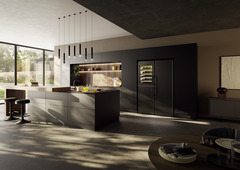 Produkt-Bild, Perspektive: Milieu, Side-by-Side-Kombination mit Weintemperierteil, Gehäusefarbe: BlackSteel, Türfarbe: BlackSteel