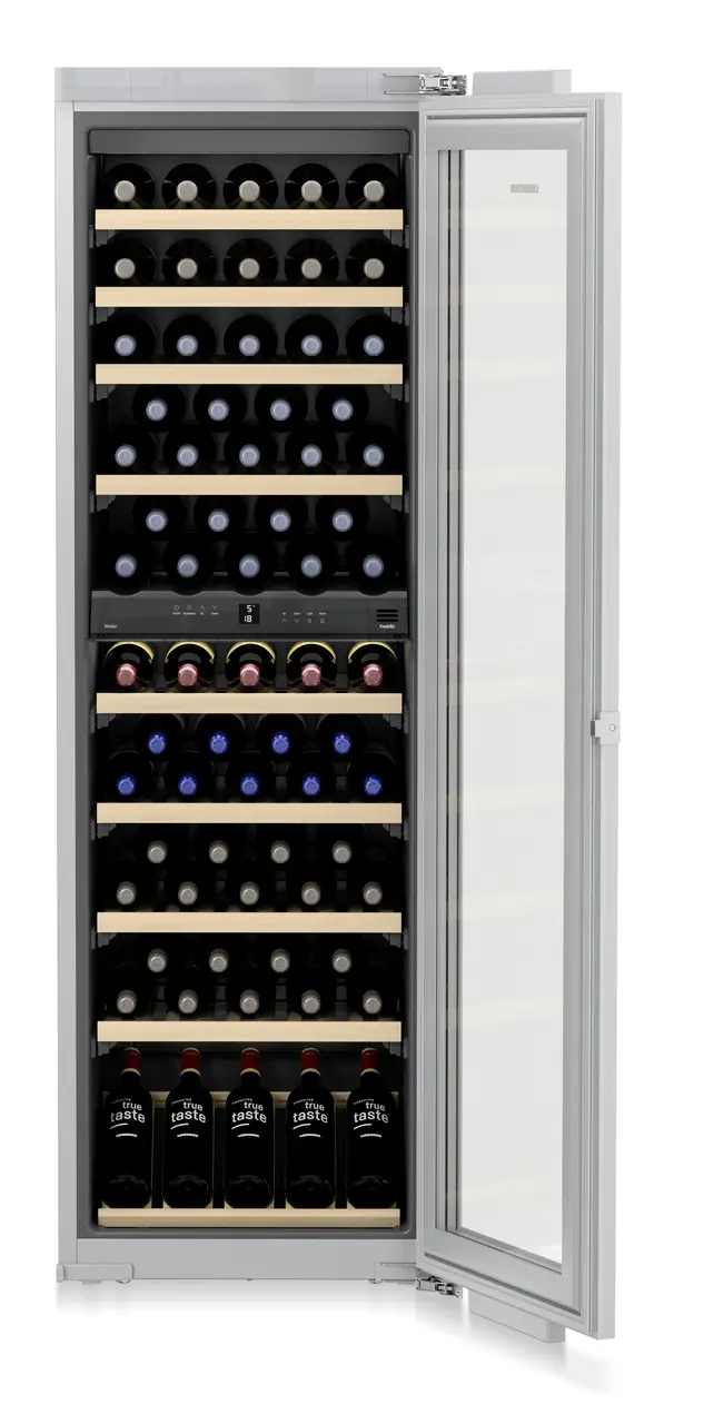 Product image, Perspective: straight open decorated, Built-in multi-temperature wine cabinet, Casing colour: silver, Door colour: -