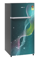 Product image, Perspective: oblique closed, Single-door fridge 191 l in 4 star with inverter compressor, Casing colour: grey, Door colour: Teal Strings