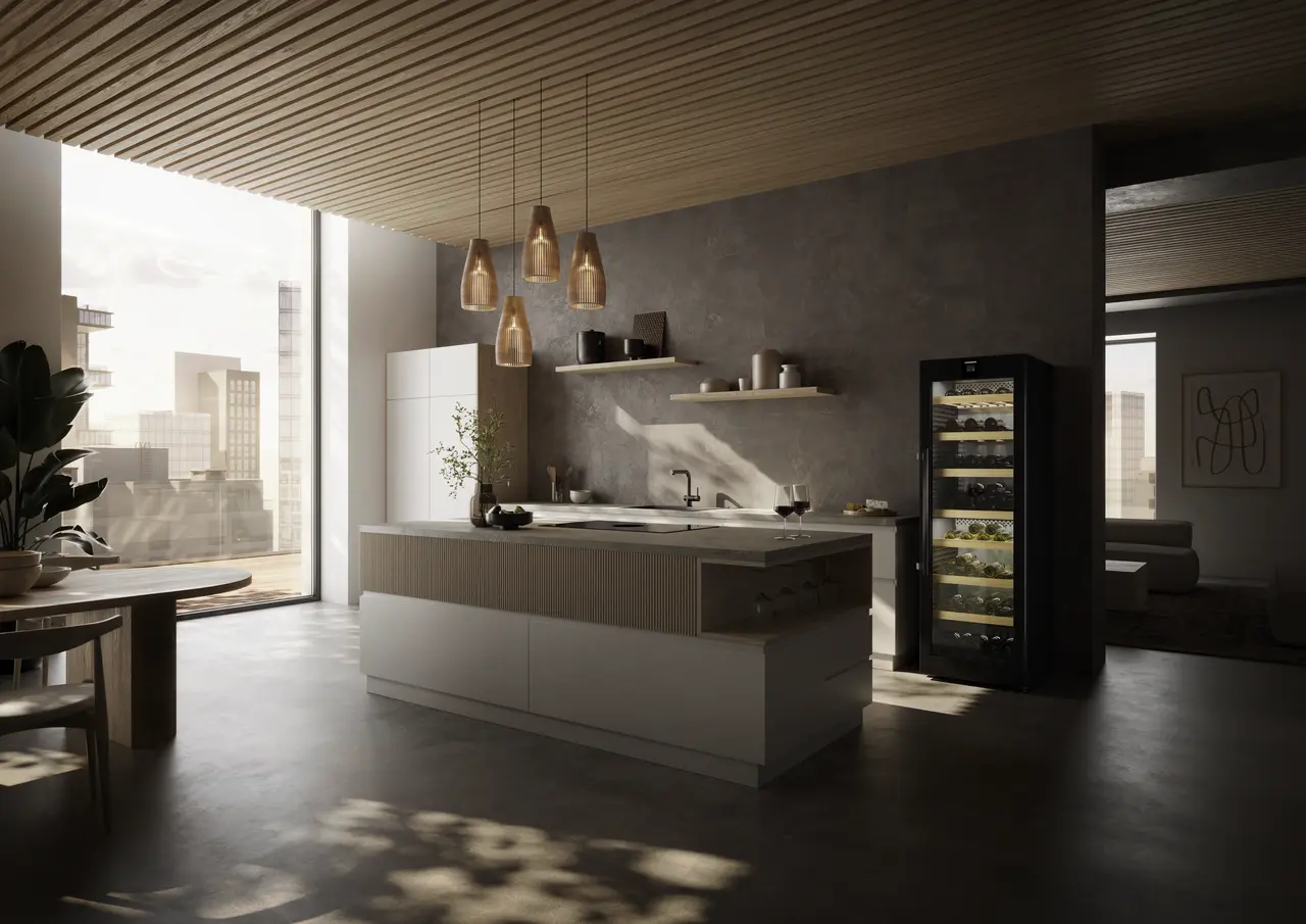 Product image, Perspective: milieu, Multi-temperature wine cabinet, Casing colour: BlackSteel, Door colour: BlackSteel