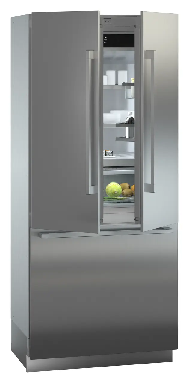 Product image, Perspective: oblique half-open decorated, Combined refrigerator-freezer with BioFresh and NoFrost for integrated use