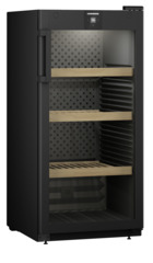 Product image, Perspective: oblique closed empty, Wine storage cabinet, Casing colour: black, Door colour: black