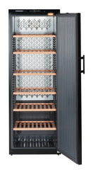 Product image, Perspective: straight open empty, Wine storage cabinet, Casing colour: black, Door colour: black