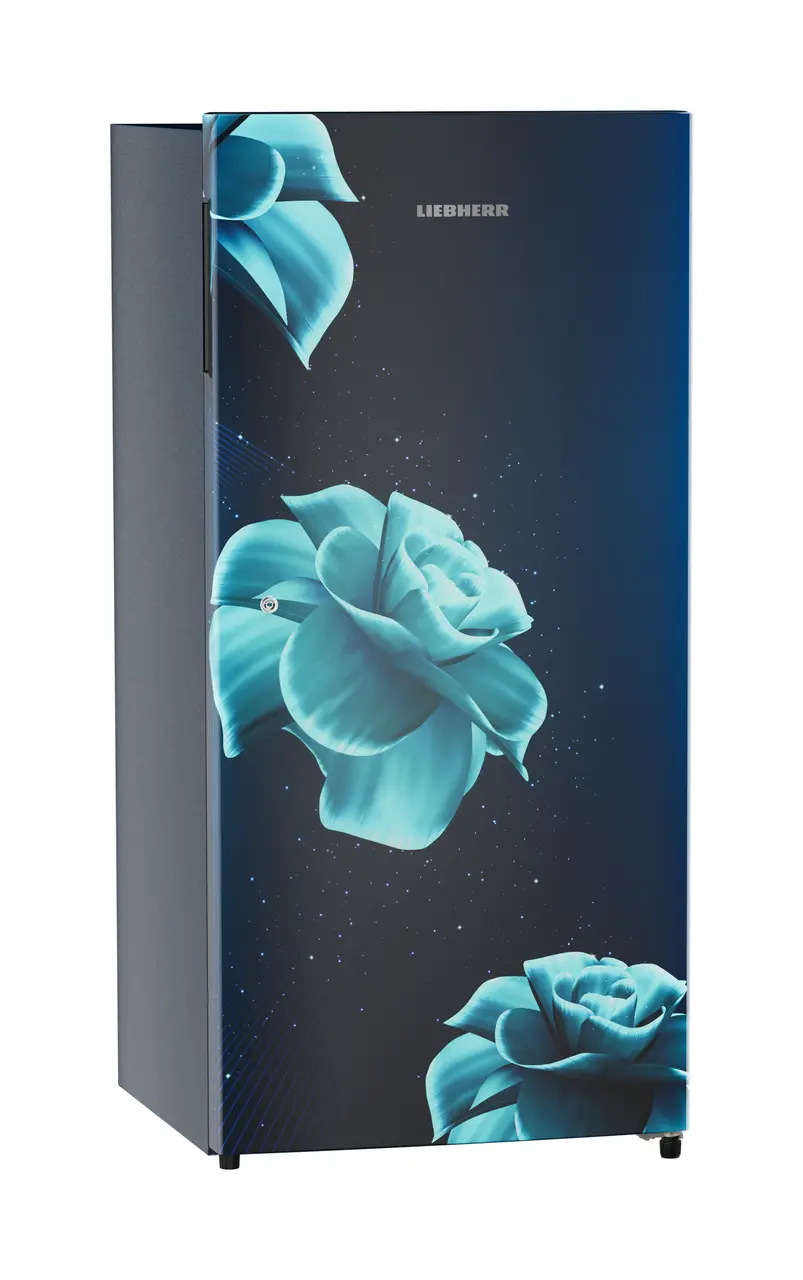 Product image, Perspective: oblique closed, Single-door refrigerator 191 l in 3 star with VegFresh box, Casing colour: blue, Door colour: Blue Divine