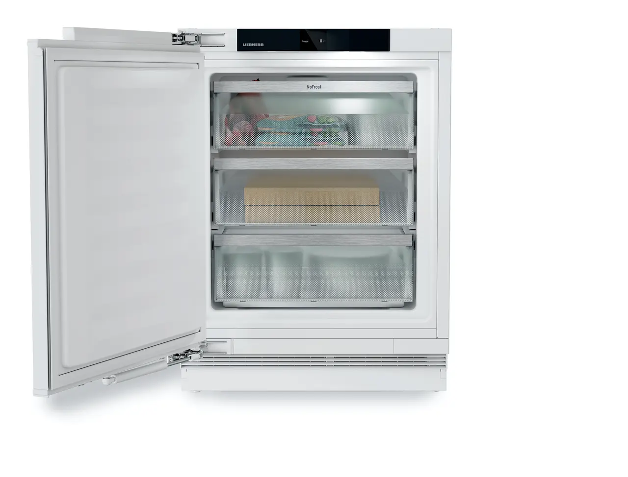 Product image, Perspective: straight open decorated, Freezer suitable for undercounter installation with NoFrost