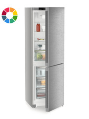 Produkt-Bild, Perspektive: schräg halb offen dekoriert, Kühl-Gefrierkombination mit EasyFresh und NoFrost, Gehäusefarbe: individuell, Türfarbe: individuell