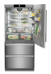 Product image, Perspective: straight open decorated, Fridge-freezer with NoFrost, Casing colour: stainless steel, Door colour: stainless steel