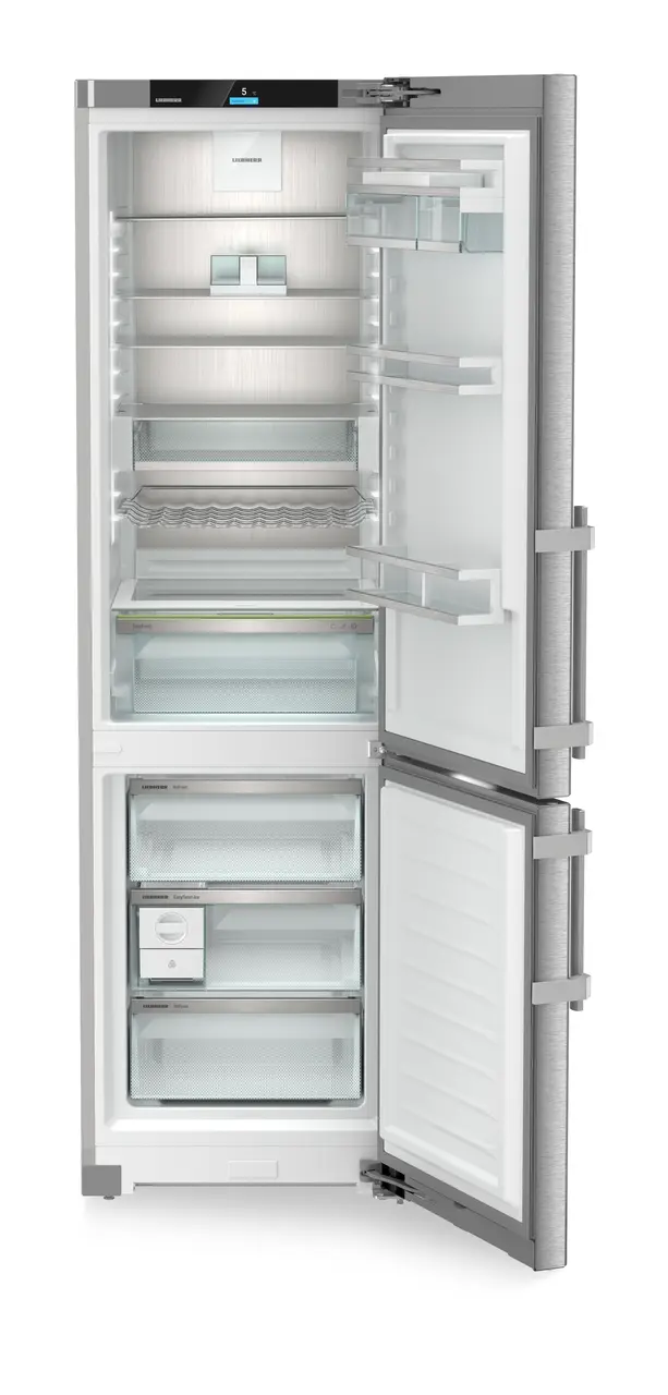 Produktbillede, Perspektiv: Lige åben tom, Køle-frysekombination med EasyFresh og NoFrost, Dørfarve: Rustfrit stål