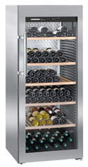 Product image, Perspective: oblique closed decorated, Wine storage cabinet, Casing colour: stainless steel, Door colour: silver