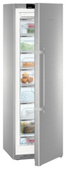 Product image, Perspective: oblique half-open decorated, Freestanding freezer with NoFrost, Casing colour: stainless steel, Door colour: stainless steel