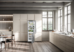 Product image, Perspective: milieu, Combined fridge-freezers with EasyFresh and NoFrost, Casing colour: silver, Door colour: stainless steel