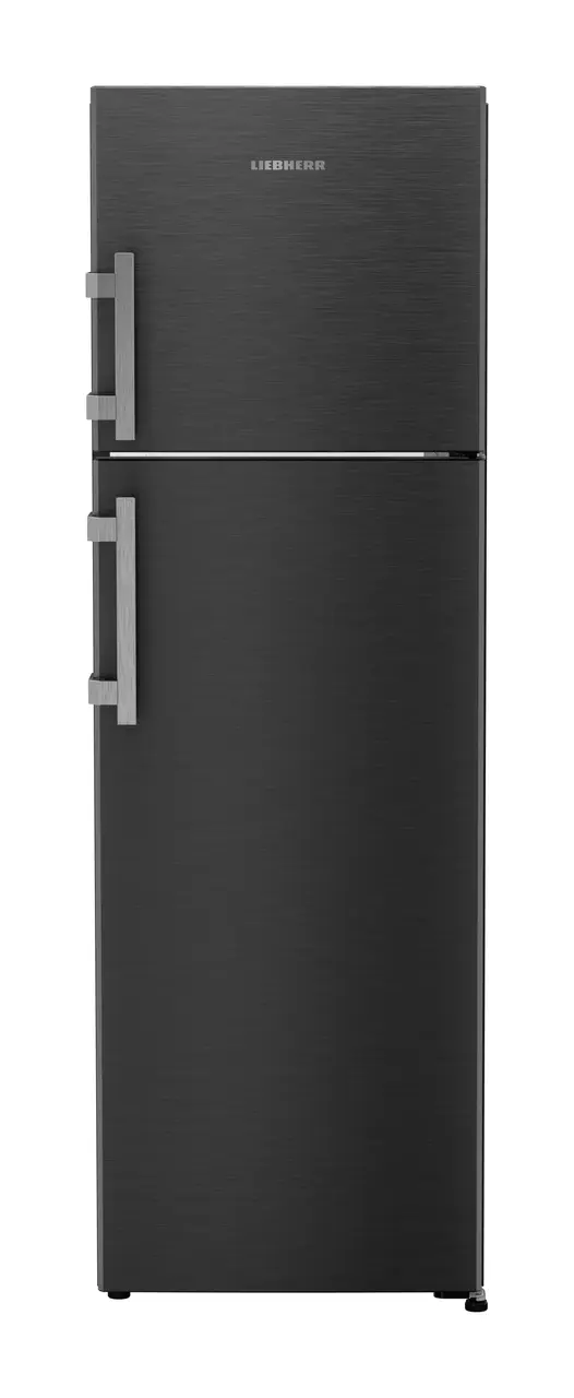 Product image, Perspective: straight closed, Fridge-freezer with NoFrost, Casing colour: grey, Door colour: BlackSteel