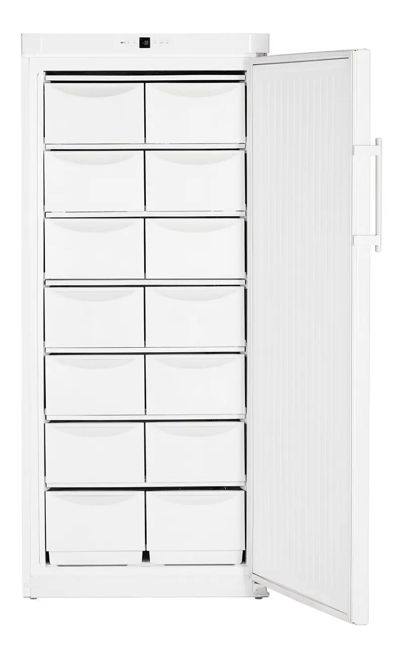 Product image, Perspective: straight open empty, Freezer with static cooling, Casing colour: white