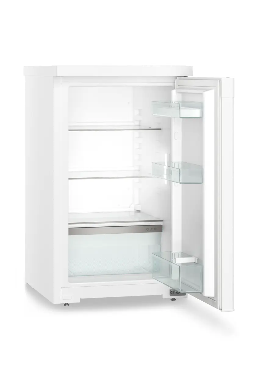 Product image, Perspective: oblique open empty, Table top refrigerator, Casing colour: white, Door colour: white
