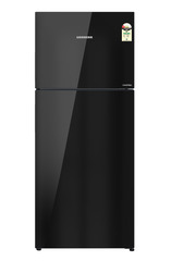 Product image, Perspective: straight closed, Fridge-freezer with NoFrost, Casing colour: grey, Door colour: Black Gloss