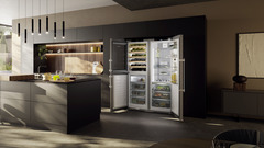 Product image, Perspective: milieu, Side-by-side combination with wine tempering compartment, Casing colour: silver, Door colour: stainless steel