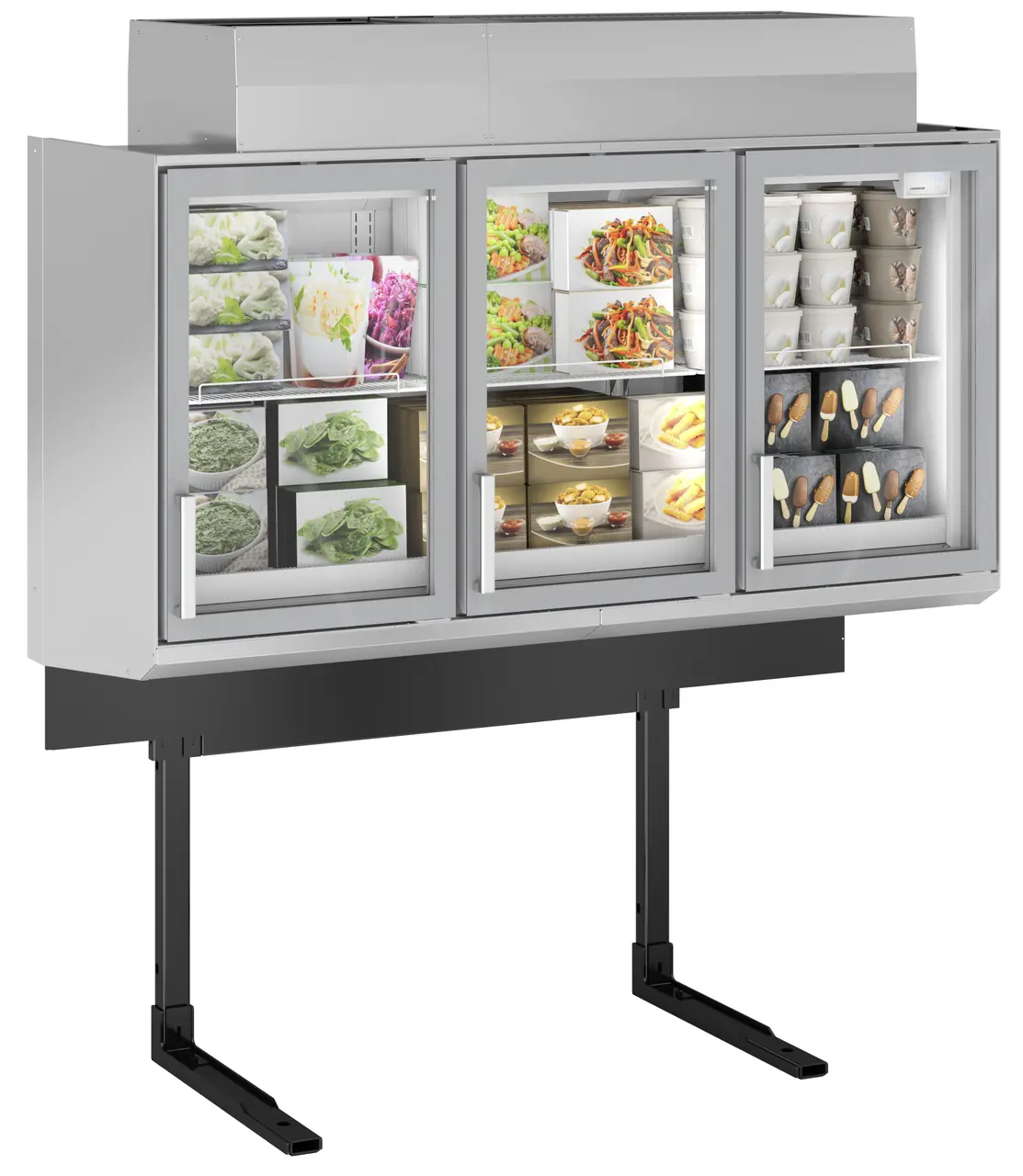 Image de produit, Perspective: Forme spéciale, Congélateur haut supermarché, Couleur de l’habillage: gris