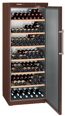 Product image, Perspective: oblique open decorated, Wine storage cabinet, Casing colour: terra, Door colour: terra