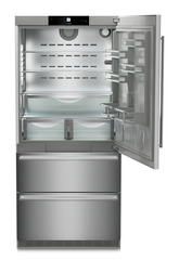 Product image, Perspective: straight open empty, Fridge-freezer with NoFrost, Casing colour: stainless steel, Door colour: stainless steel