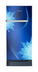 Product image, Perspective: straight closed, Single-door refrigerator 191 l with foot pedal base drawer and iCoolTouch UI, Casing colour: blue, Door colour: Blue Mystiq