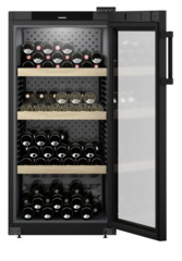 Product image, Perspective: straight open decorated, Wine storage cabinet, Casing colour: black, Door colour: black